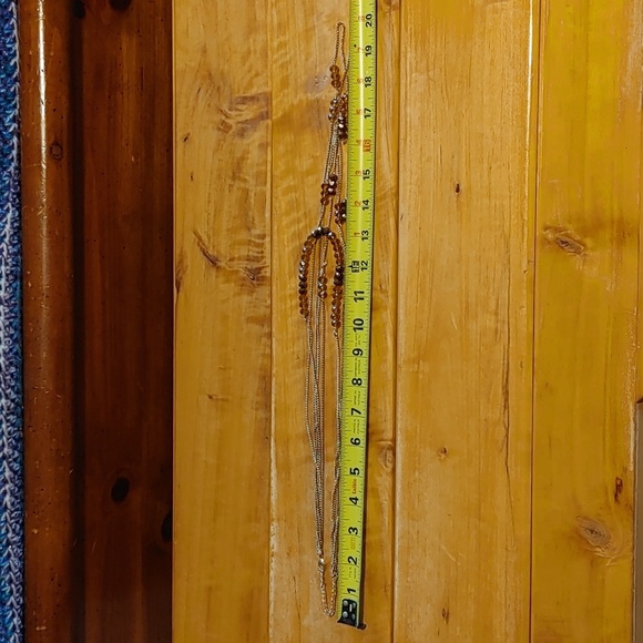 AMBER & BRONZE COLOURED MULTI STRAND NECKLACE - Picture 5 of 6